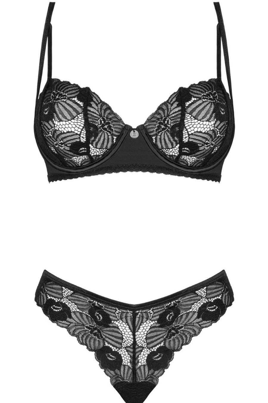 Obsessive Black Serena Love Underwired Bra & Brief Set - Lingerie for Women