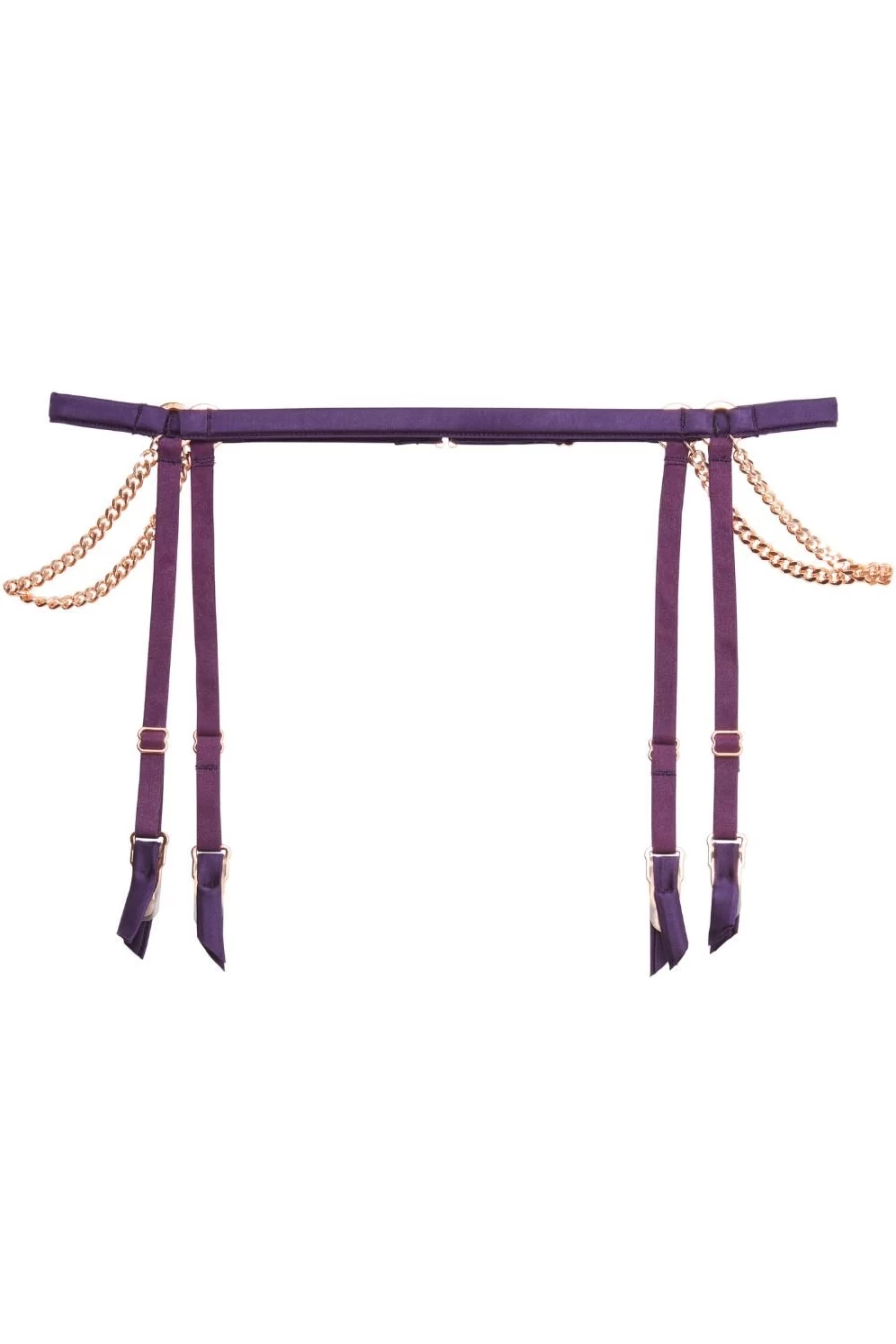 Fleur Du Mal Acai Chain Luxe Suspender Belt for Women - Premium Leather Adjustable Strap