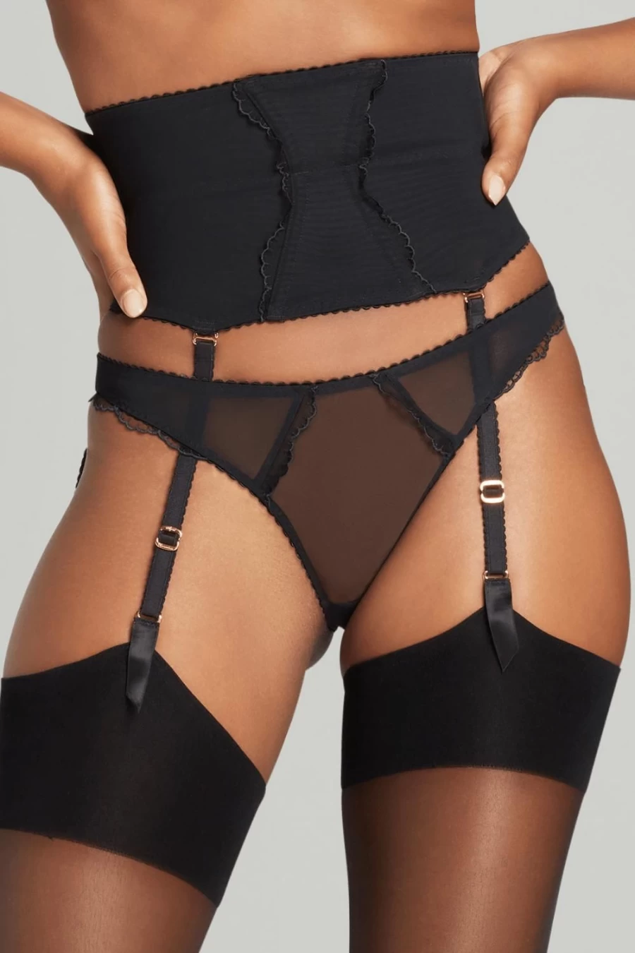 Agent Provocateur Black Sara Waspie Lingerie Set