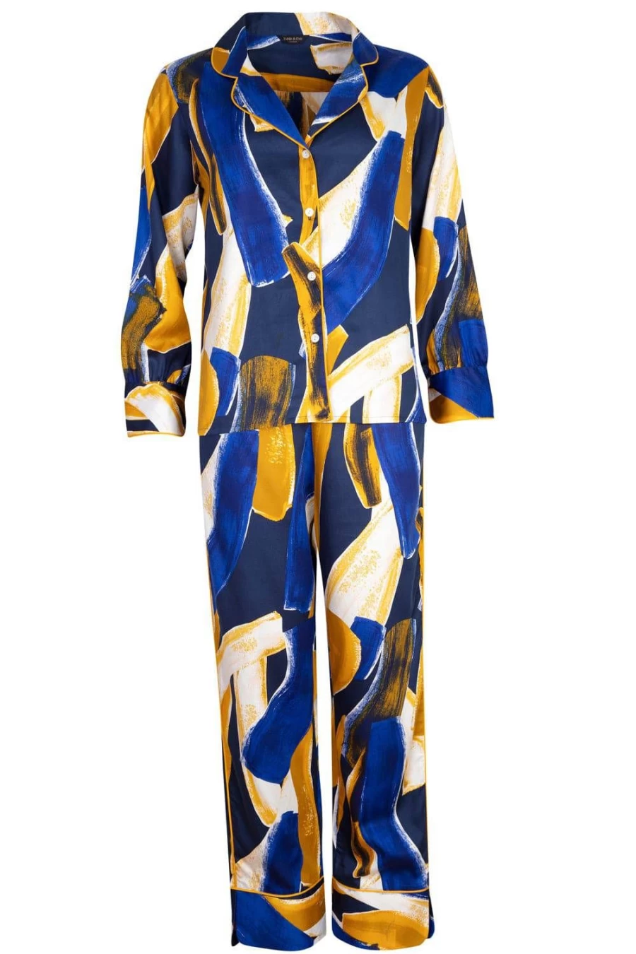 Fable & Eve Navy Chelsea Abstract Print Pyjama Set - UK Size 8 Women's Sleepwear