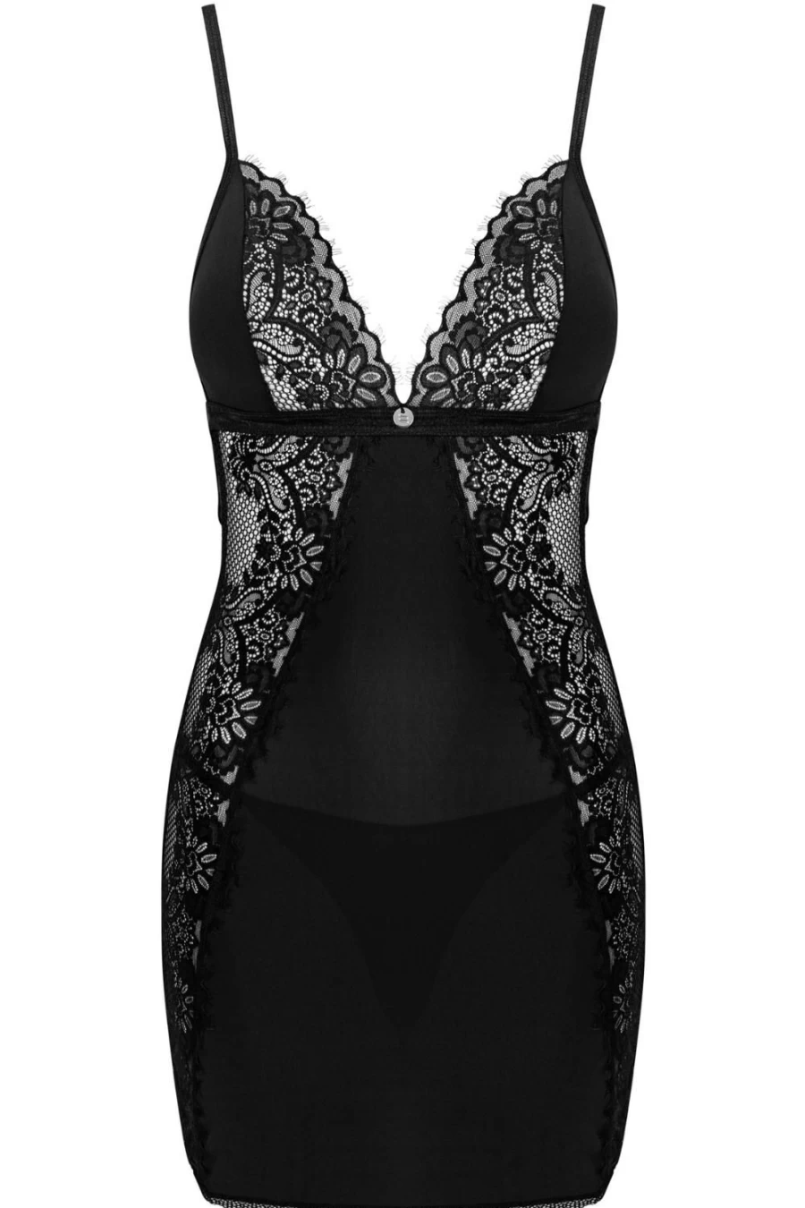 Obsessive Black Lace Chemise & Thong Set - Women's Seductive Lingerie