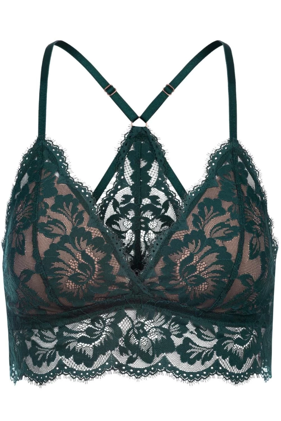 Mey Green Leaves Poetry Vogue Triangle Bra - Floral Lace Bralette Women's Fashion