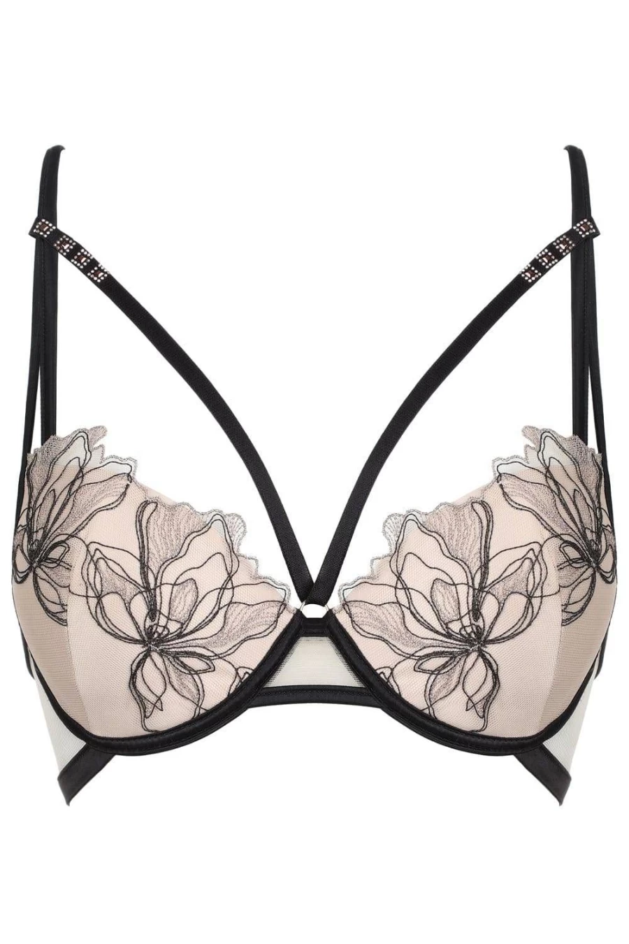 Prelude Greta Push Up Bra - Nude & Black Lifting Support Underwear