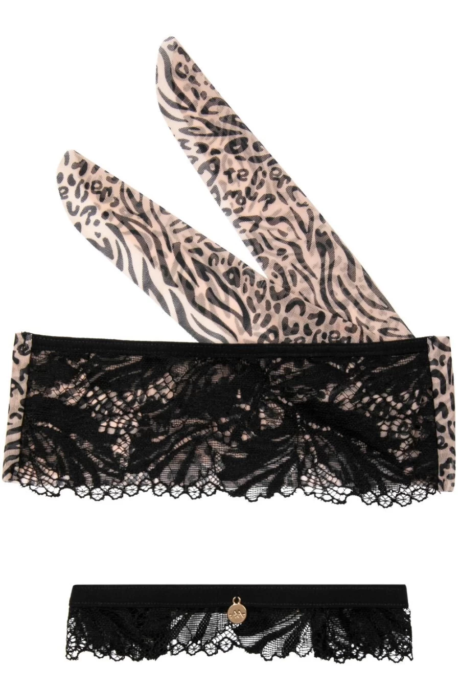 Atelier Amour Black Caresse Feline Mask & Choker Set - Elegant Cat-Themed Lingerie Accessories