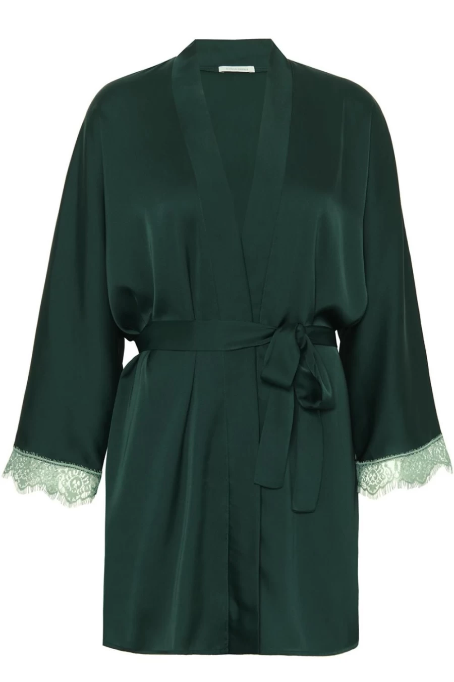 Simone Pérèle Satin Kimono in Kolsai Green – Luxurious Women's Loungewear