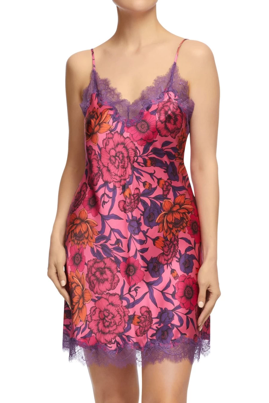 "Sainted Sisters Scarlett Silk Chemise - Sunset Flowers Design Elegant Nightwear"