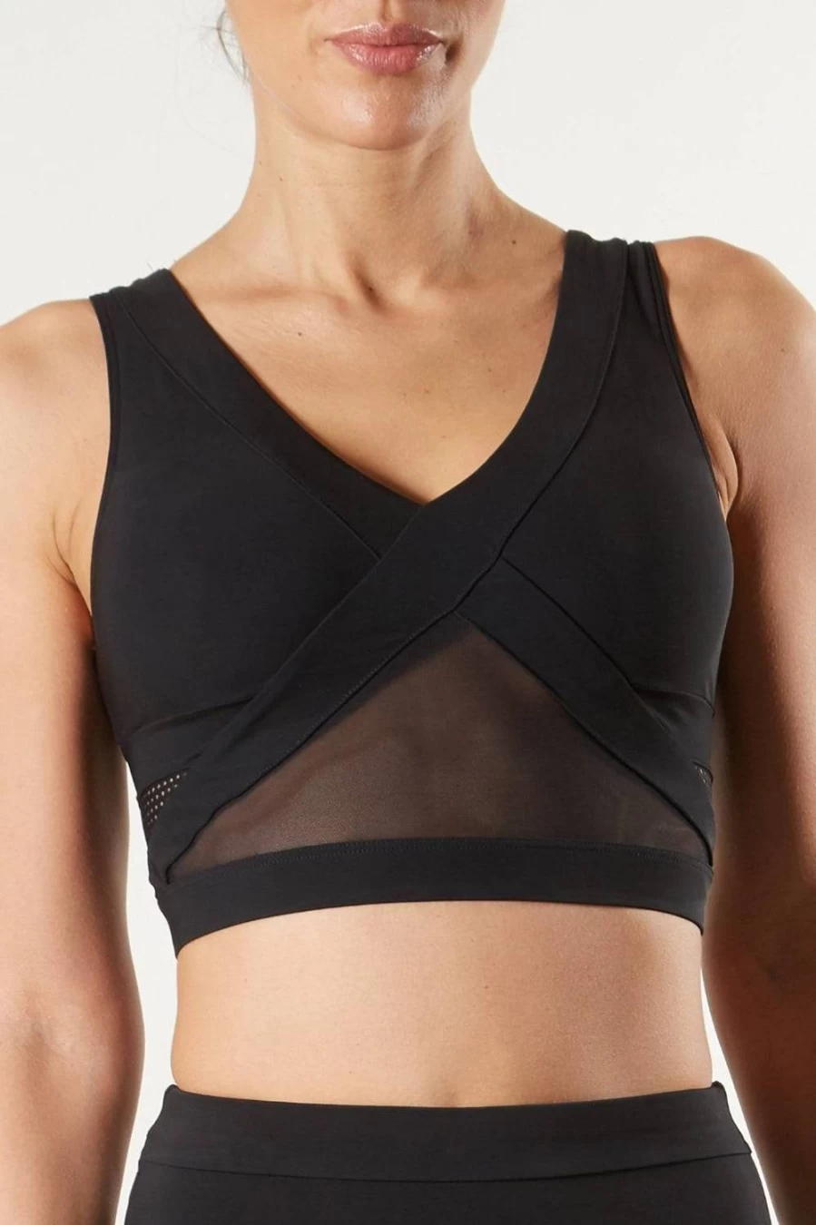 Atelier Amour Black Studio Resille Crop Top - Women's Fashion Tight Fit Short Sleeve Shirt