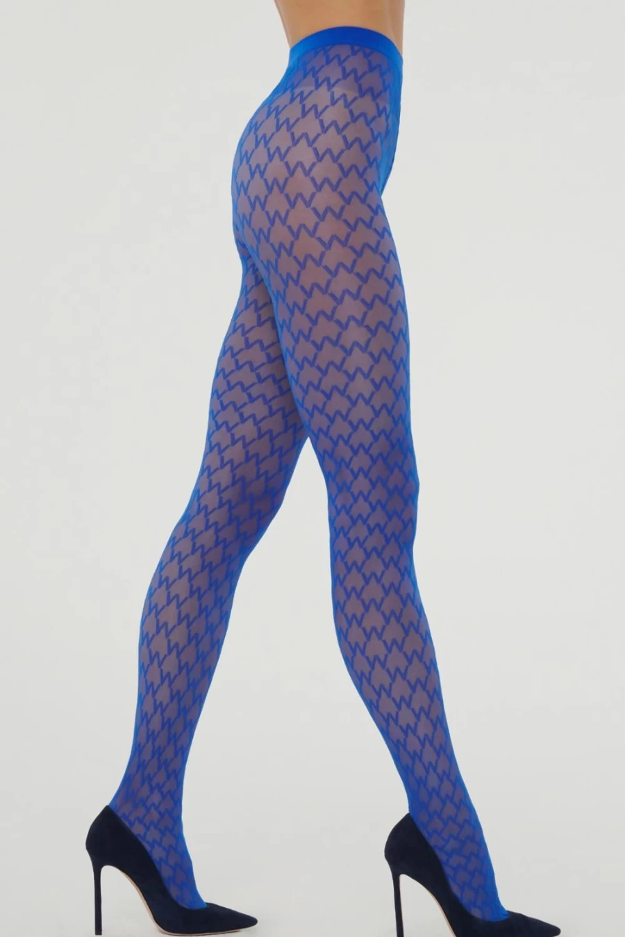 Wolford Sheer W Tights in Electric Blue - Transparent Luxury Hosiery