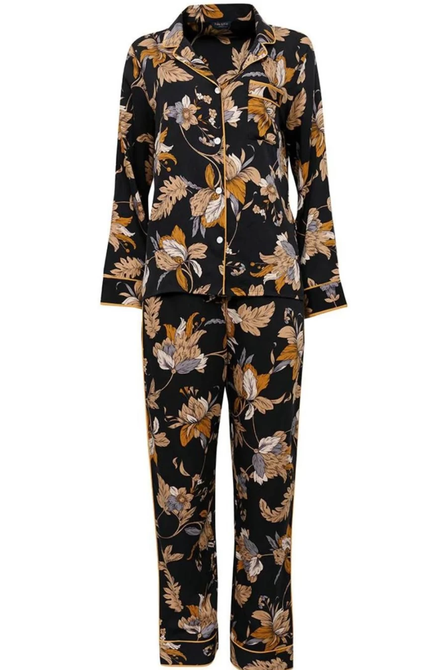 Fable & Eve Black Brixton Floral Print Pyjama Set - Women's Luxury Sleepwear