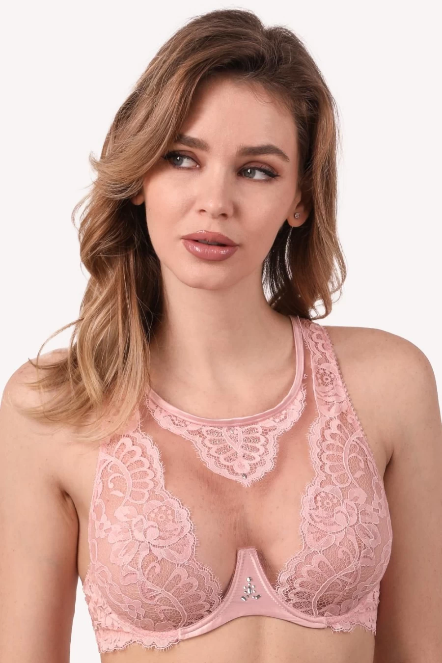 Prelude Pink Marlene Fantasy Bra with Swarovski Crystals for B-D Cup Sizes | Elegant Lingerie