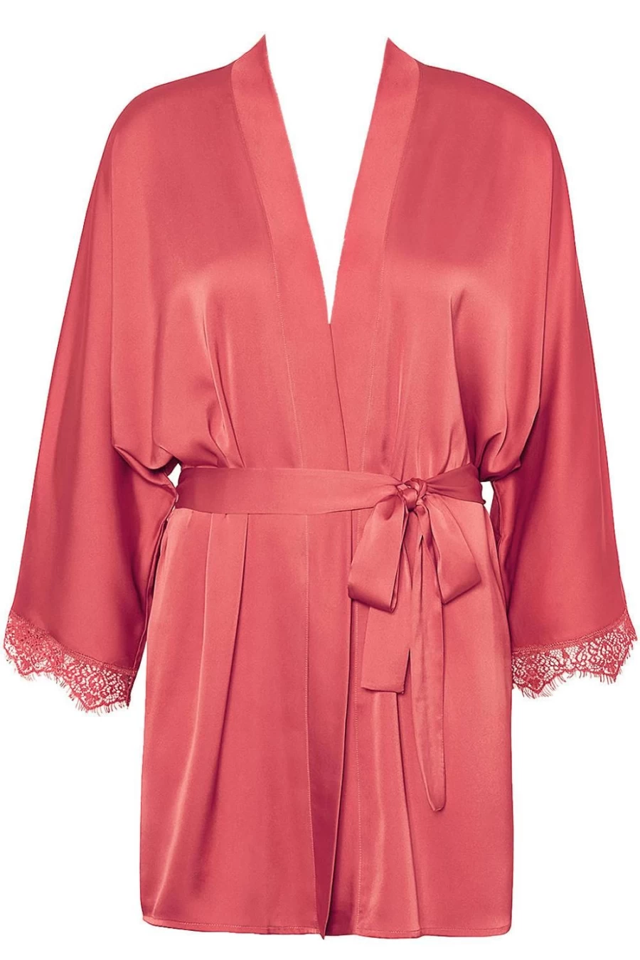 Simone Pérèle Quartz Pink Satin Kimono Robe - Luxurious Women's Loungewear