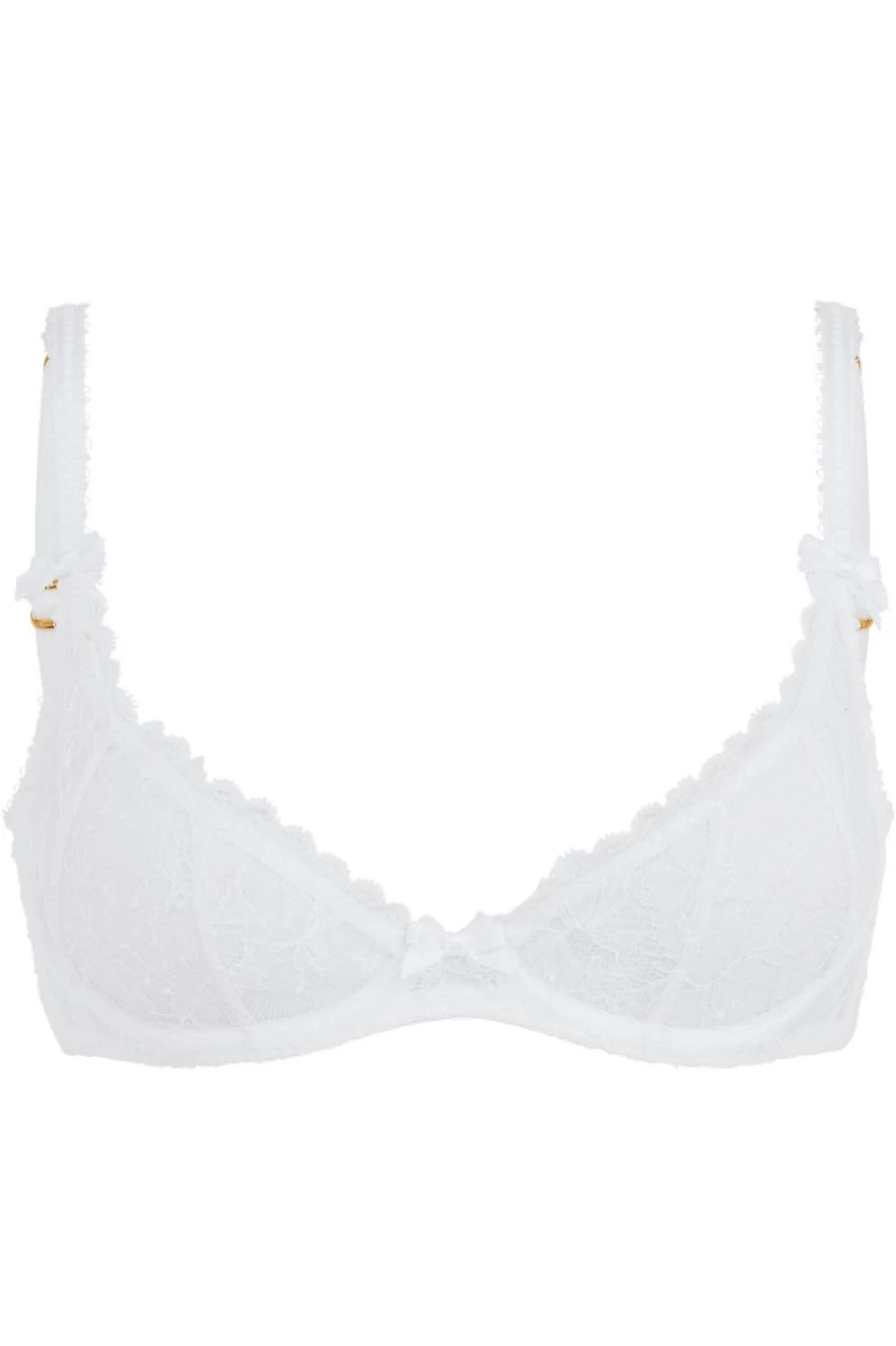 Agent Provocateur Hinda Demi Cup Plunge Bra in White - Lace Lingerie for Women