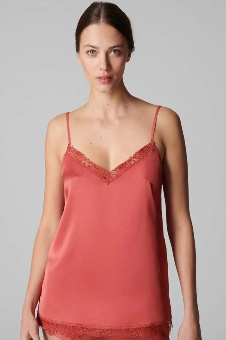 Simone Pérèle Satin Secrets Camisole in Quartz Pink - Luxurious Women's Sleepwear