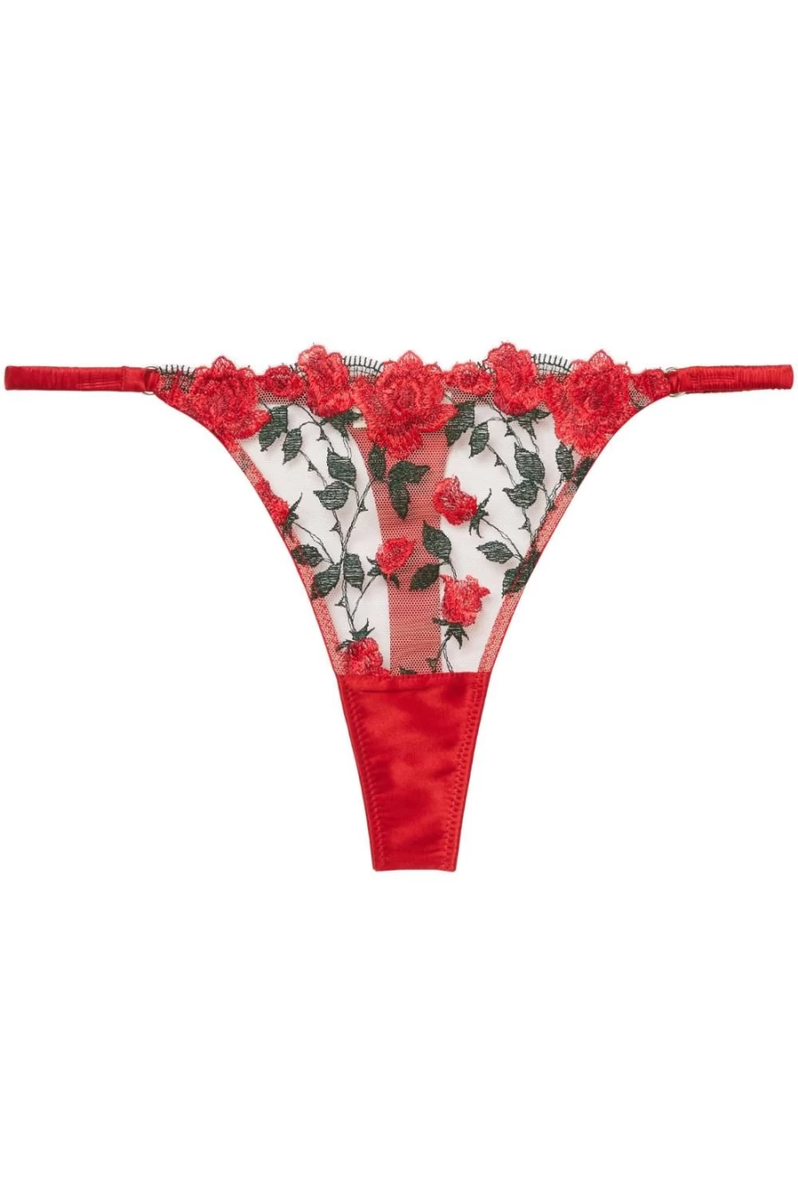 Fleur Du Mal Rouge Roses And Thorns Embroidered Lace Thong