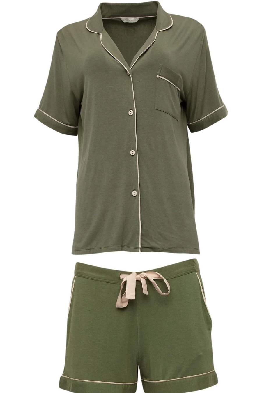 Cyberjammies Olive Savannah Revere Jersey Shorty Set - Comfortable Sleepwear & Loungewear