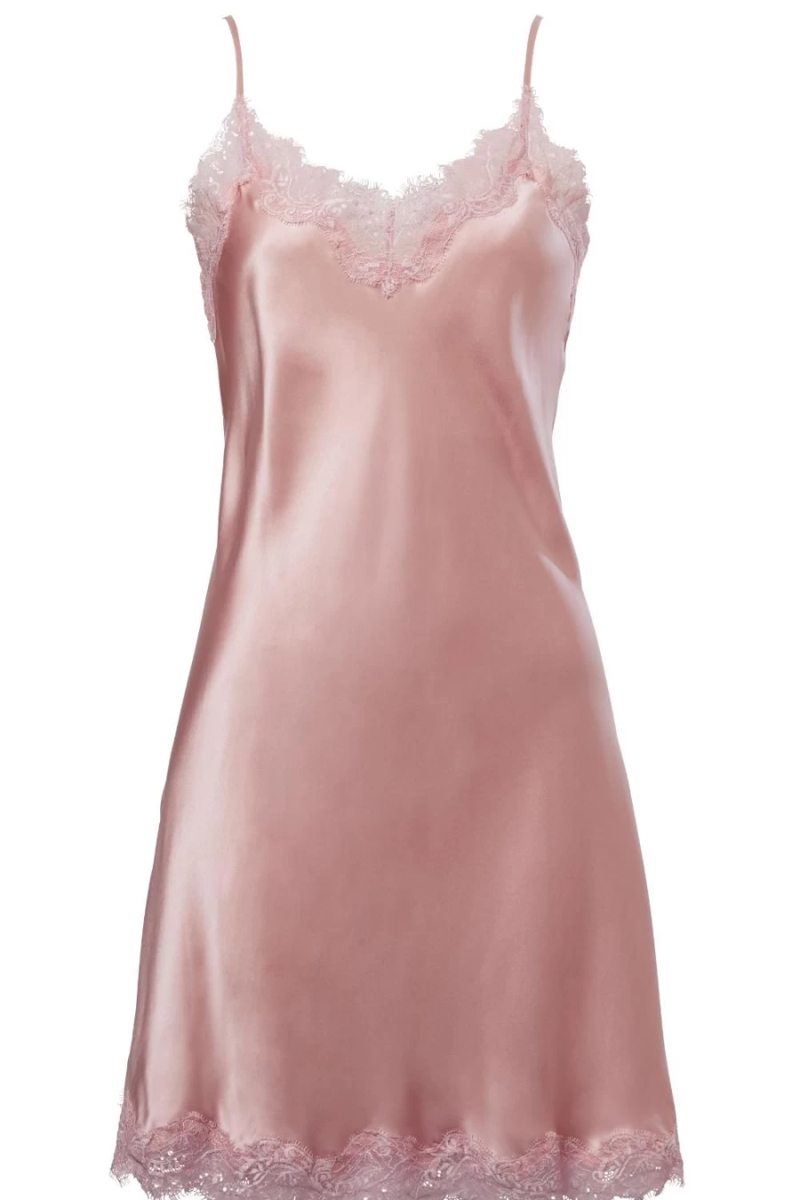 "Sainted Sisters Scarlett Silk Chemise - Luxurious Rose Pink Nightgown for Women"