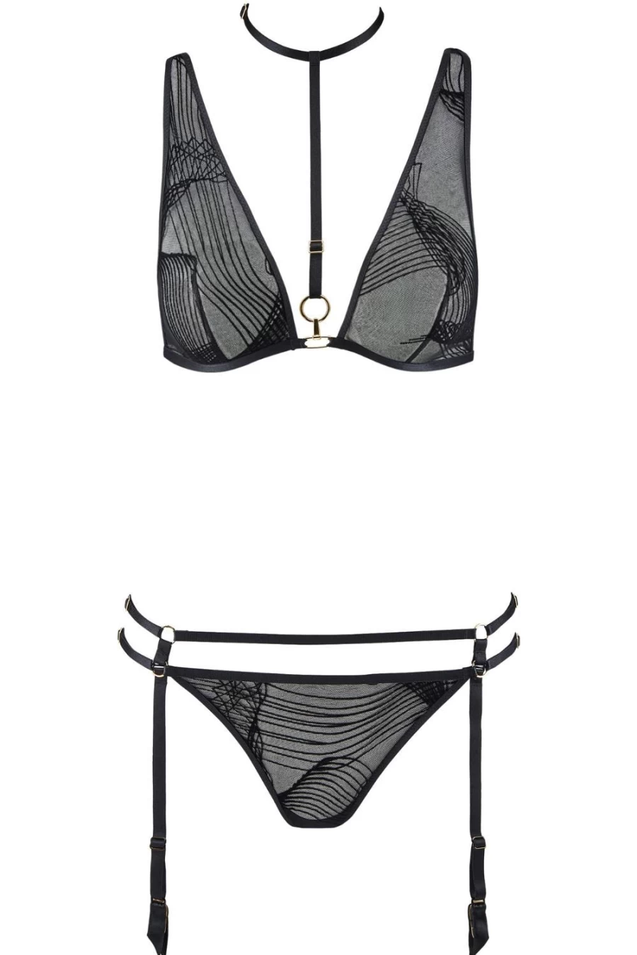 Aubade Black Heat Wave Triangle Bra & Tanga Set - Lingerie Collection