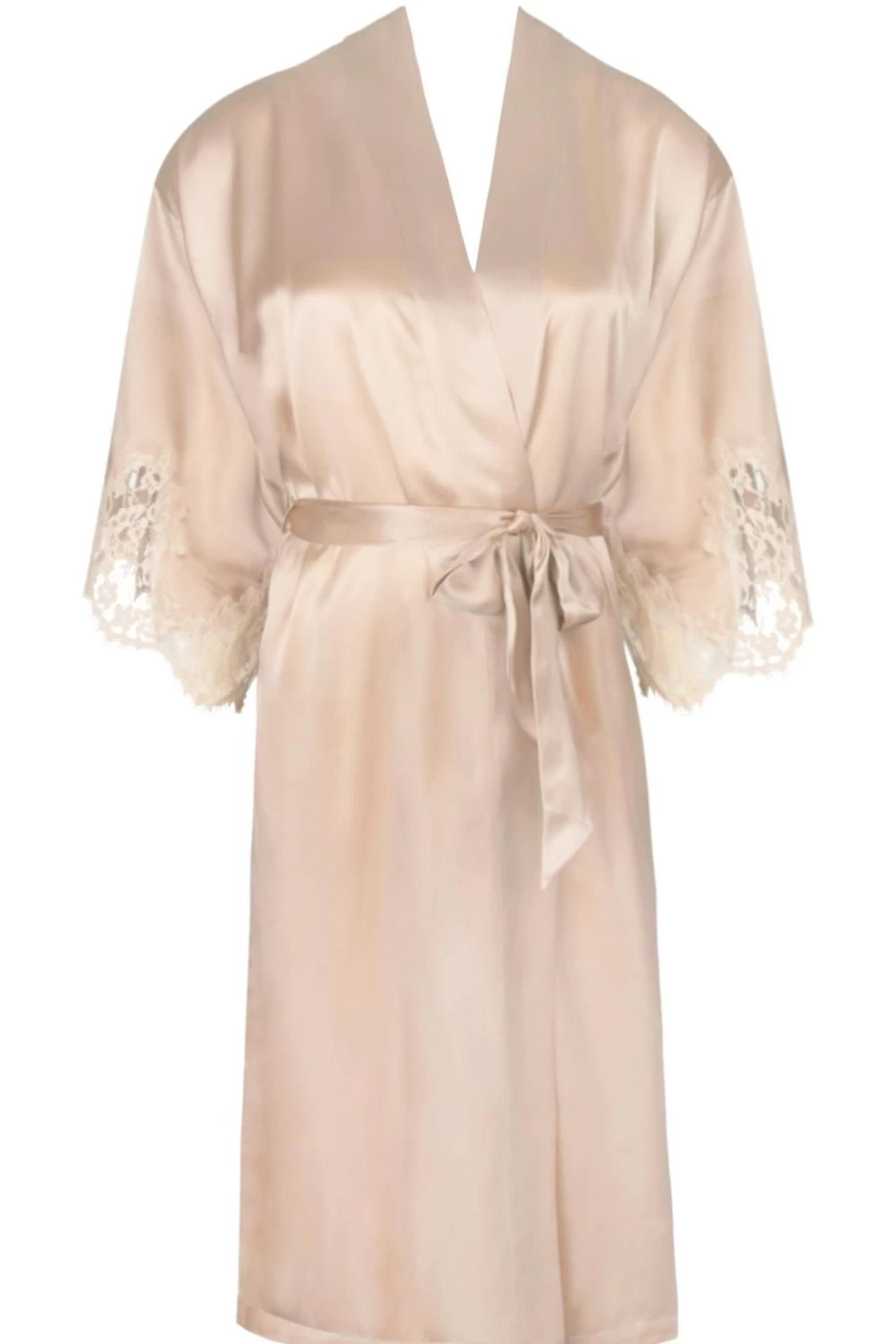 Lise Charmel Gold Silk Mid-Length Robe - Elegant S Size Luxury Nightgown