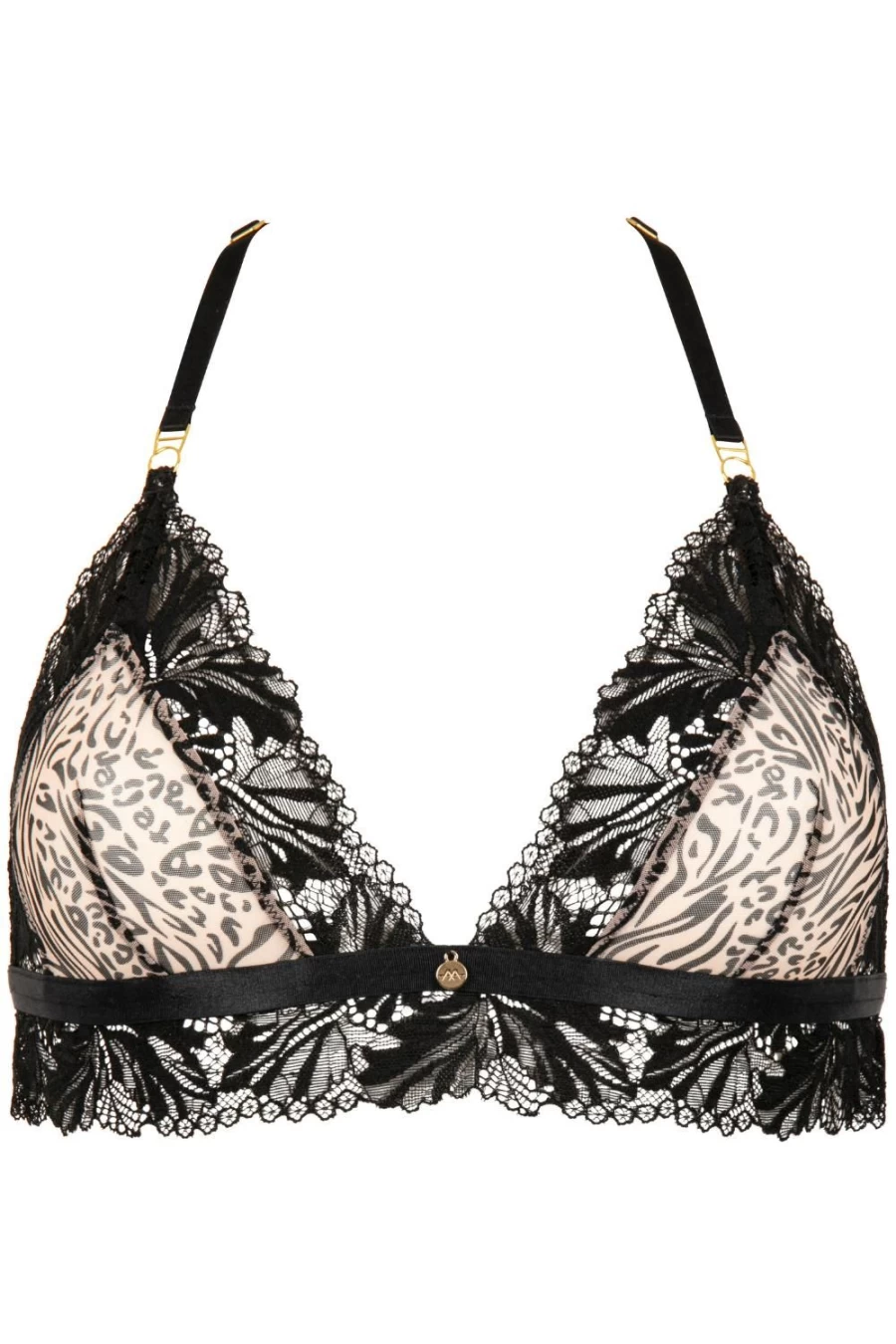 Atelier Amour Caresse Feline Black Triangle Bra - Elegant Lingerie for Women