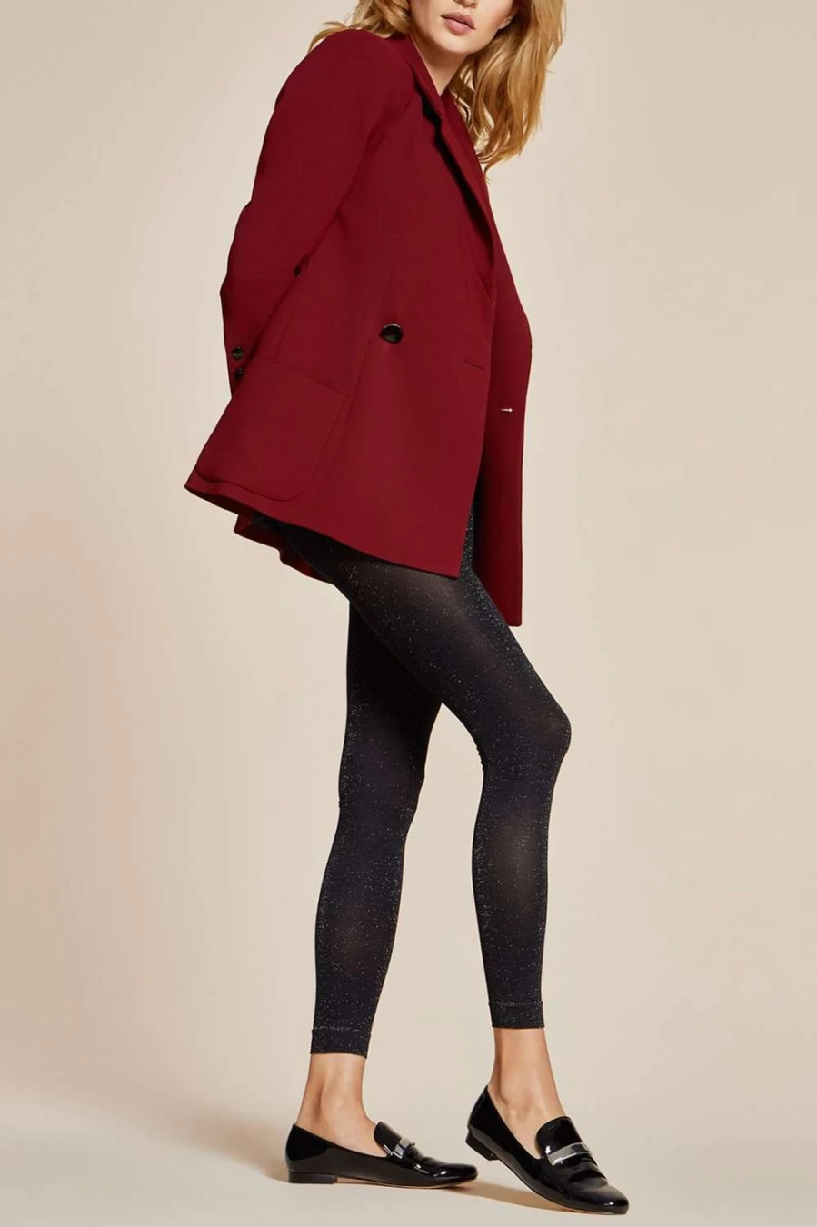 FiORE Women's Black 100 Denier Footless Tights - Comfortable & Stretchy Leggings