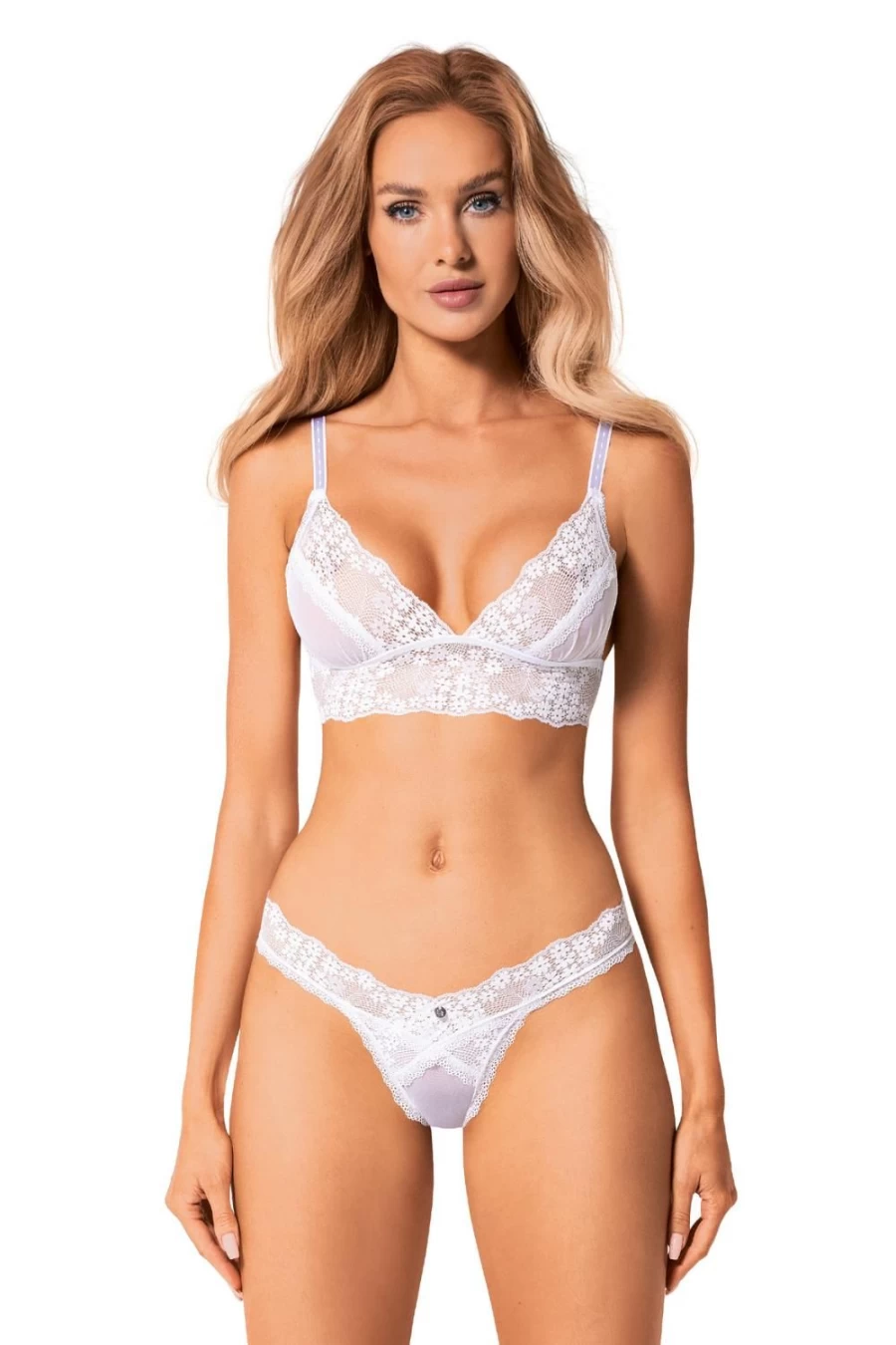 Obsessive Heavenly Soft White Lace Bra & Thong Set - Comfortable Women's Underwear