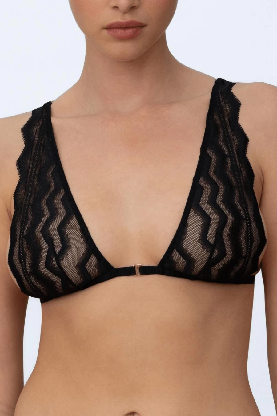 Coco de Mer Muse Margot Triangle Bra in Black - Lace Lingerie Bralette for Women