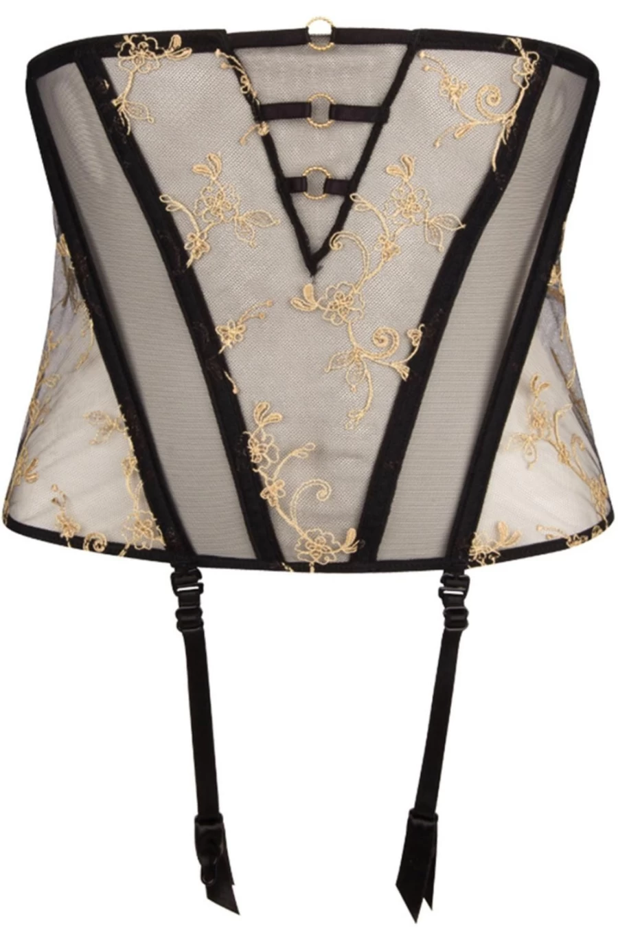 Lise Charmel Deesse En Glam Waspie Corset in Black & Gold - Luxury Lingerie