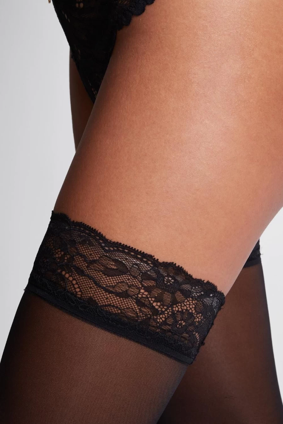 Aubade Black 30 Denier Hold Ups - Les Bas D'Aubade Luxury Hosiery