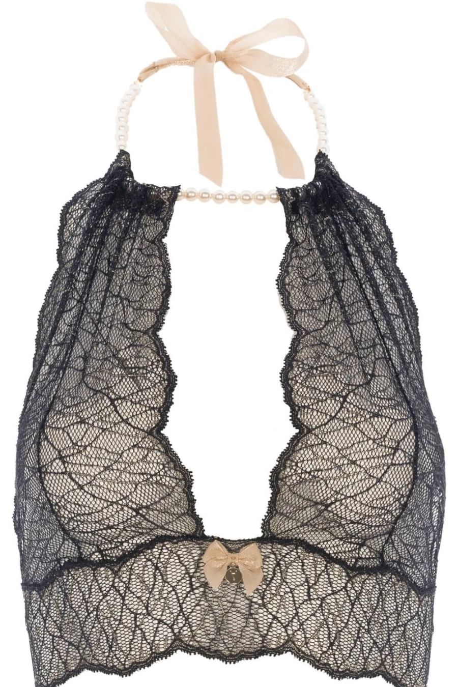 Black Sydney Pearl Bralette by Bracli - Elegant Lace Underwear for Women