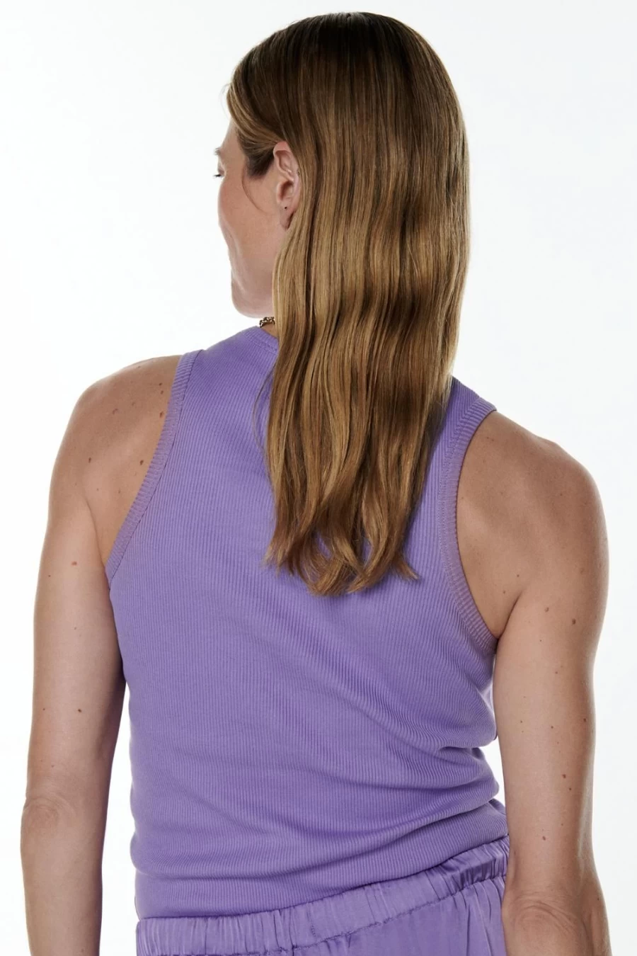Love Stories Purple Bella Ribbed Tank Top for Women - Soft Stretch Comfort Fit Sleeveless Crewneck