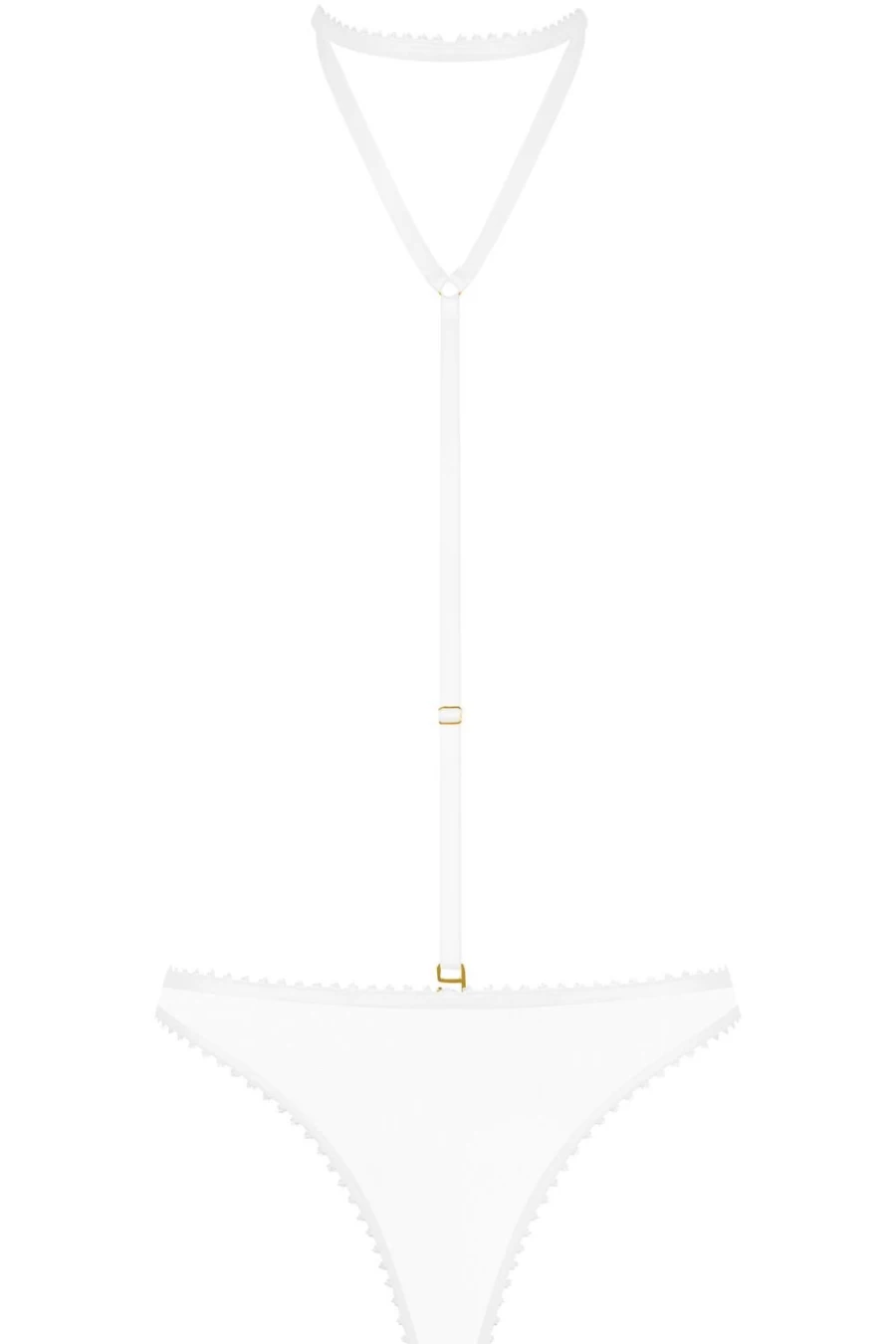 "Maison Close Accroche Coeur White Brazilian Lingerie Set with Harness"