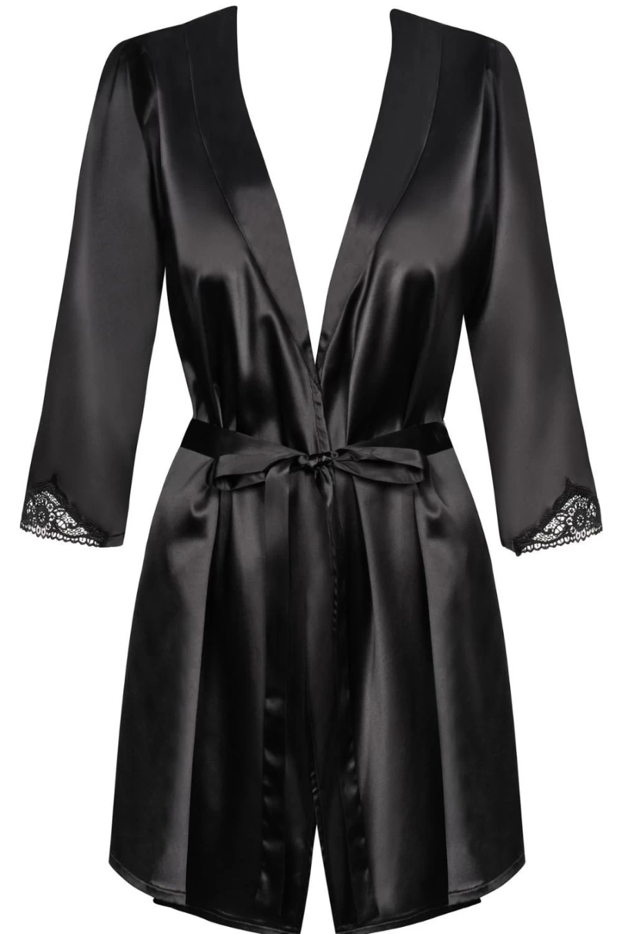 Obsessive Black Satinia Robe & Thong - Luxurious Lingerie Set