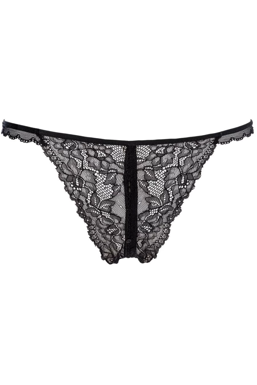 "Maison Close Black Lace Openable Tanga - Le Petit Secret"