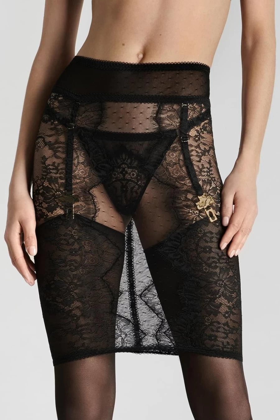 "Maison Close Black Divine Suspender Skirt - Elegant Gothic Fashion Skirt"