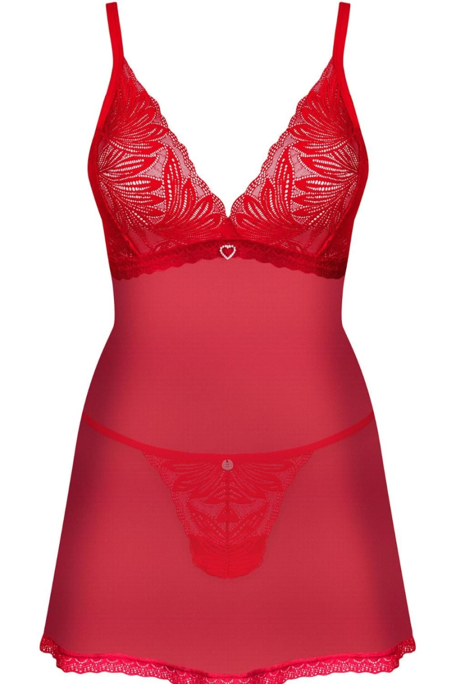 Obsessive Red Chilisa Babydoll & Thong Lingerie Set