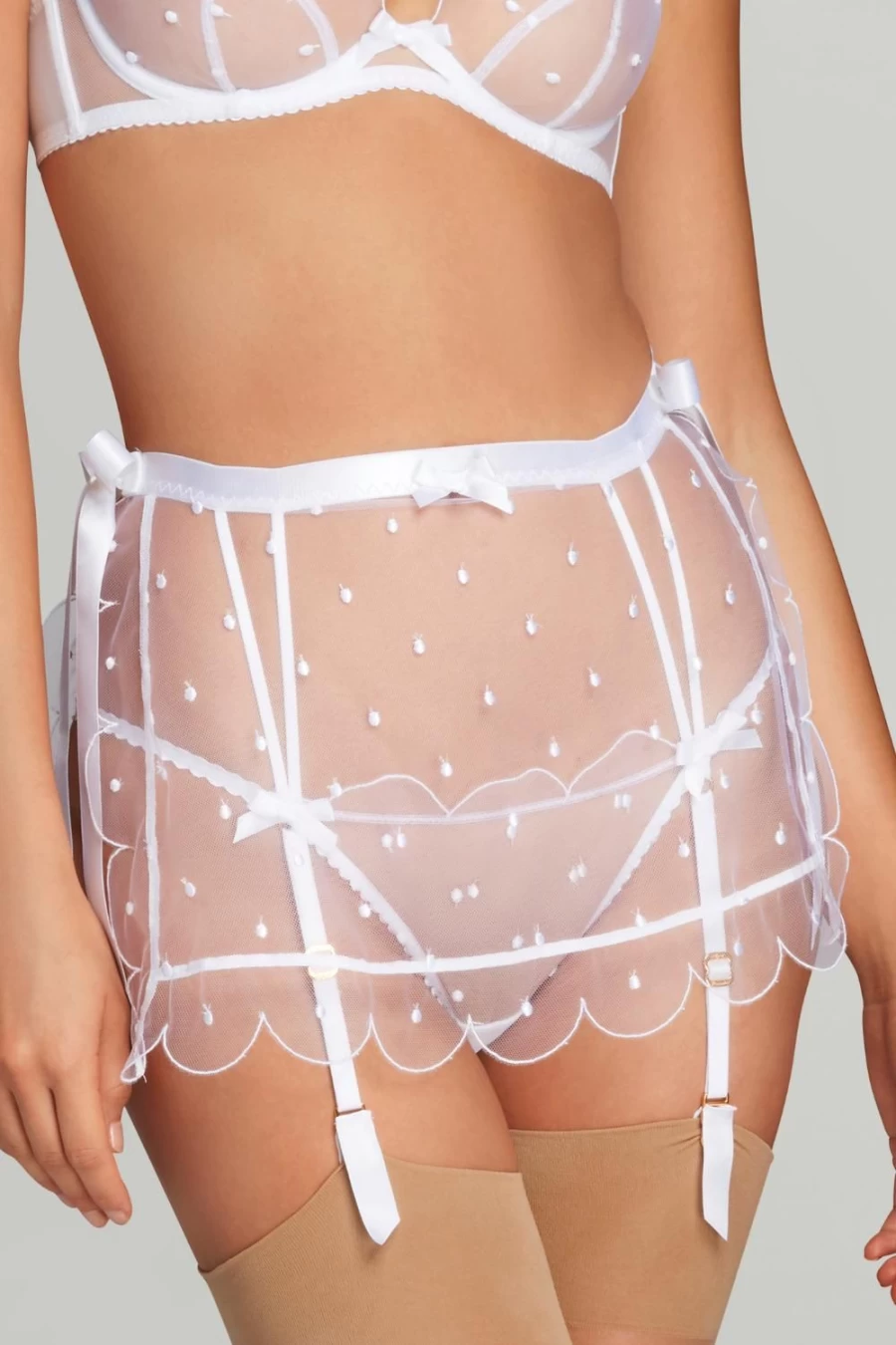 Agent Provocateur White Lorna Dotty Suspender - Stylish Lingerie Accessory