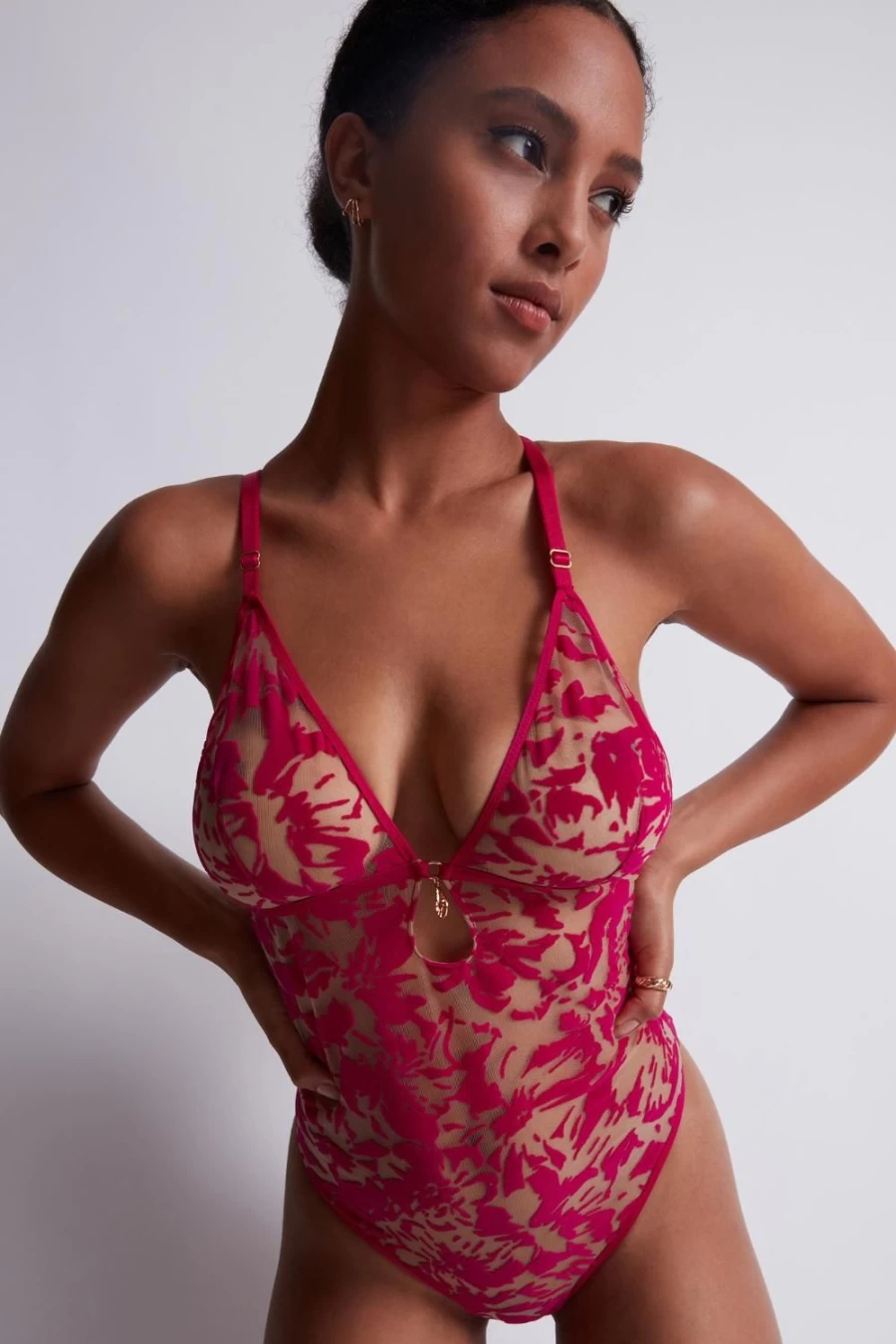 Aubade Hot Pink Wild Vibration Thong Bodysuit - Sensual Lingerie for Women