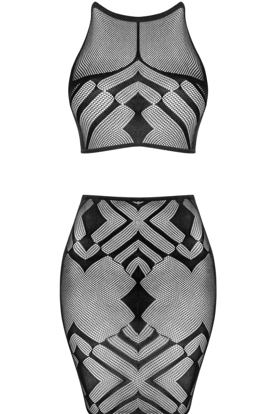 Obsessive Black K101 Knit Top and Skirt Set for Women