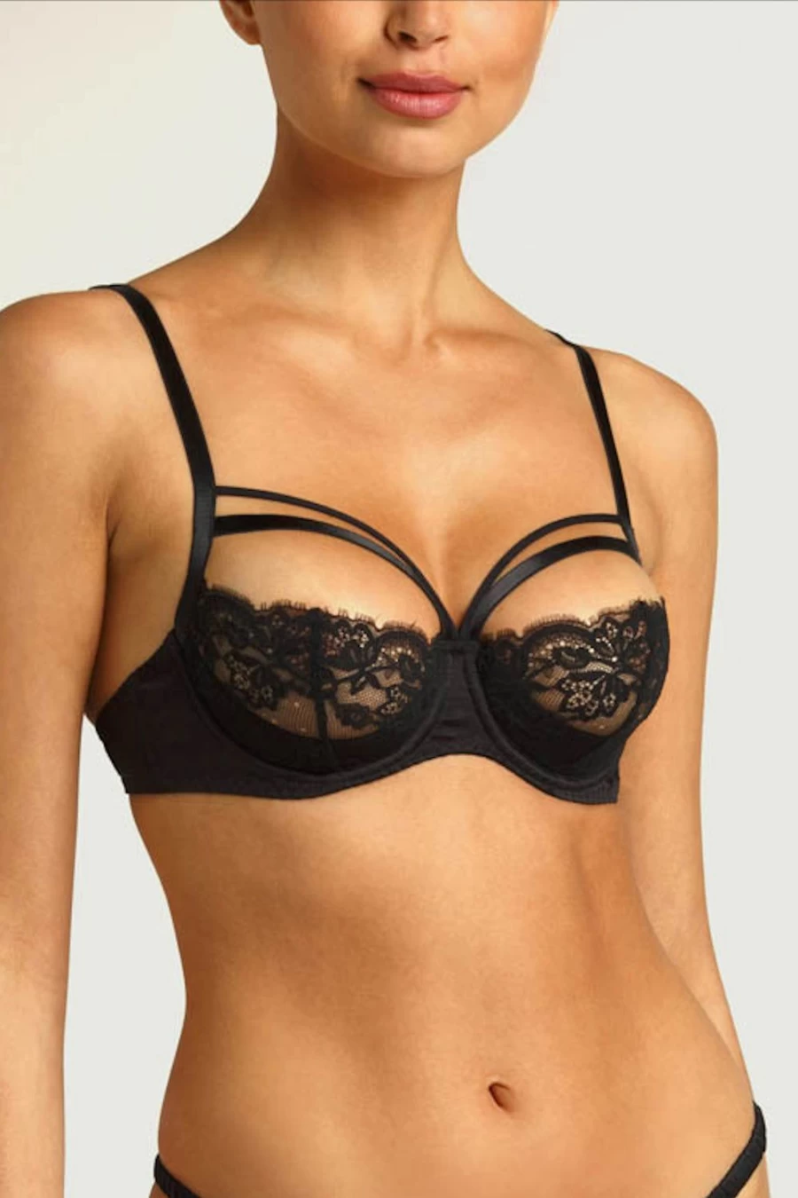 Coco de Mer Seraphine Black Half Cup Bra - Lingerie & Women's Underwear