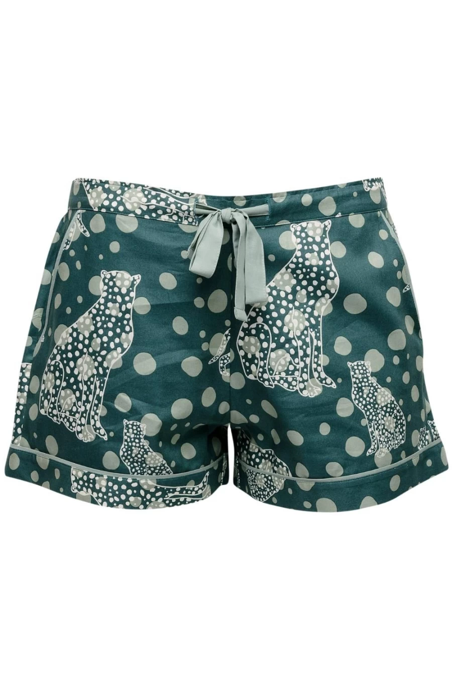 Cyberjammies Green Mix Leopard Print Hannah Shorts - Stylish Animal Pattern Shorts for Women