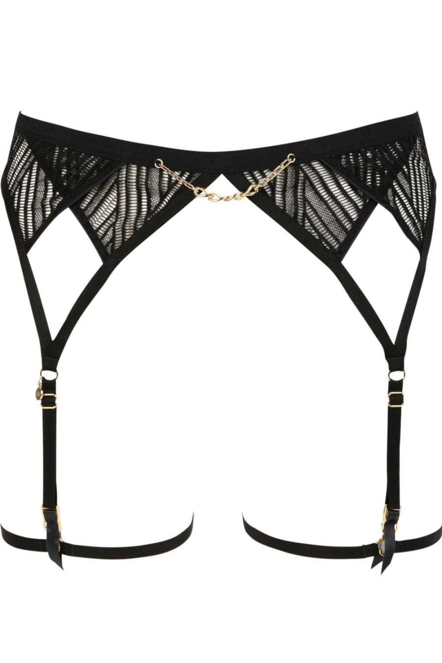 Atelier Amour Black Onde Sensuelle Suspender Harness - Elegant Lingerie Strap-On for Women