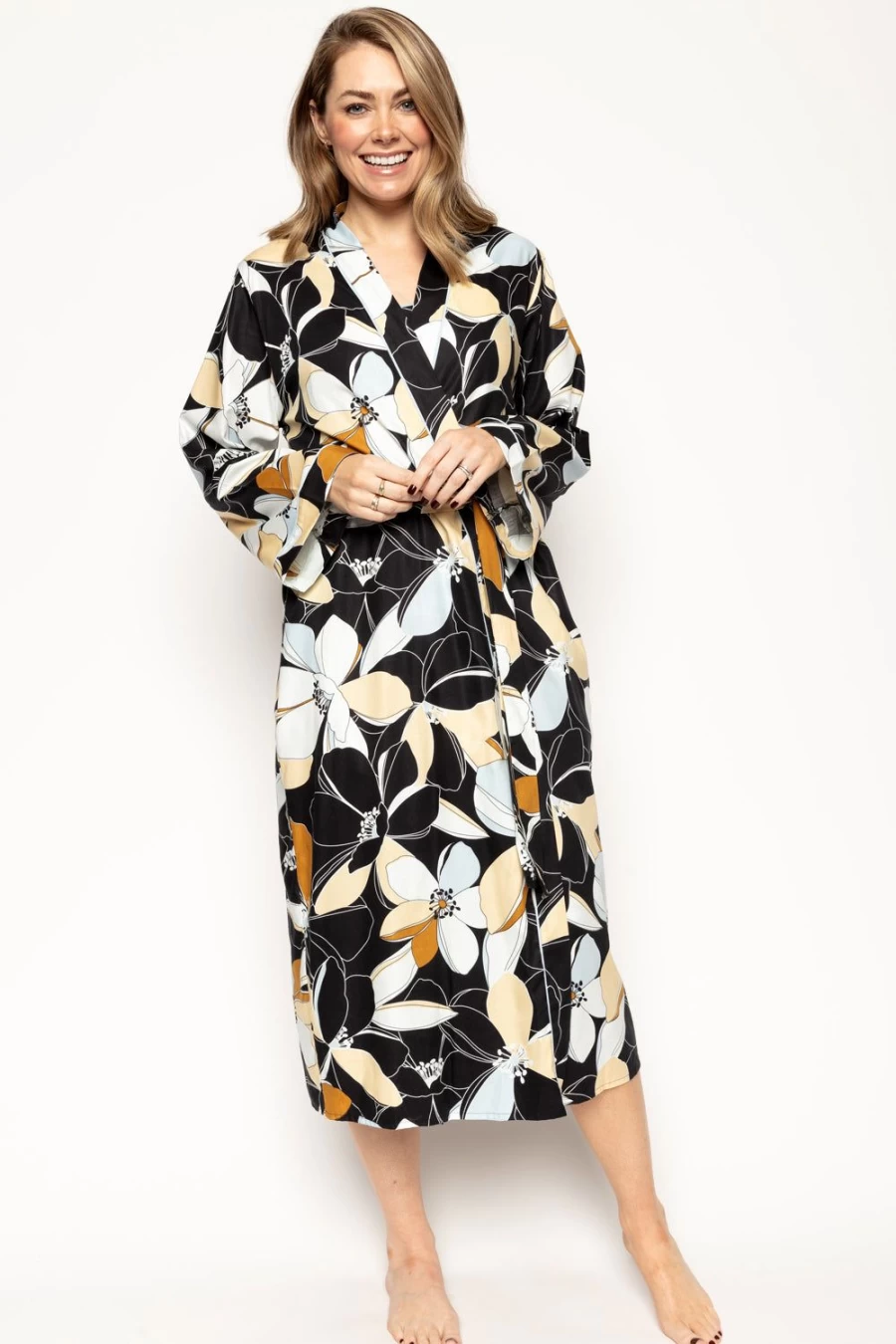 Cyberjammies Women's Multi Floral Print Long Dressing Gown - Beth Style Elegant Loungewear