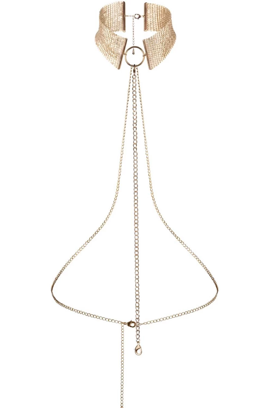 Bijoux Indiscrets Gold Metallic Mesh Chain Collar - Luxury Fashion Necklace