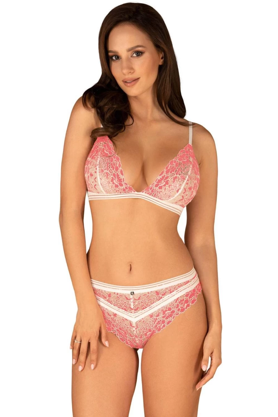 Obsessive Pink Bloomys Lace Bra and Brief Set - Women's Sexy Underwear
