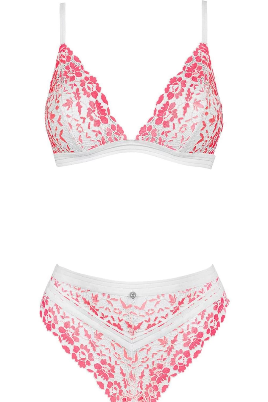 Obsessive Pink Bloomys Lace Bra and Brief Set - Women's Sexy Underwear