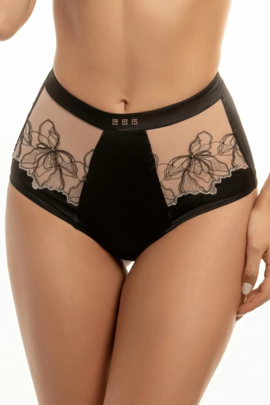 Prelude High Waist Brazilian Bikini Bottom - Nude & Black