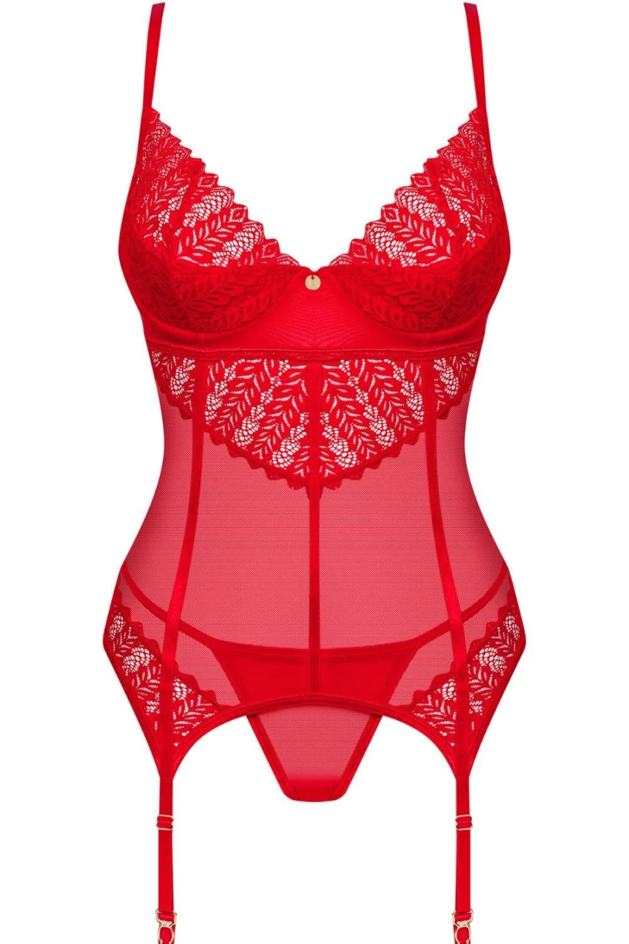 Obsessive Red Corset & Thong Set - Ingridia Lingerie