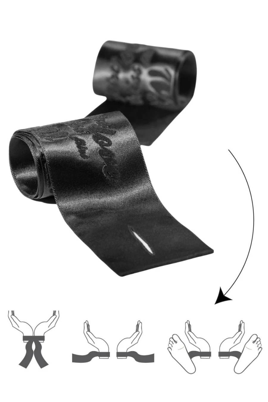 "Bijoux Indiscrets Black Silky Restraints - Velvet Print Luxury Bondage Gear"
