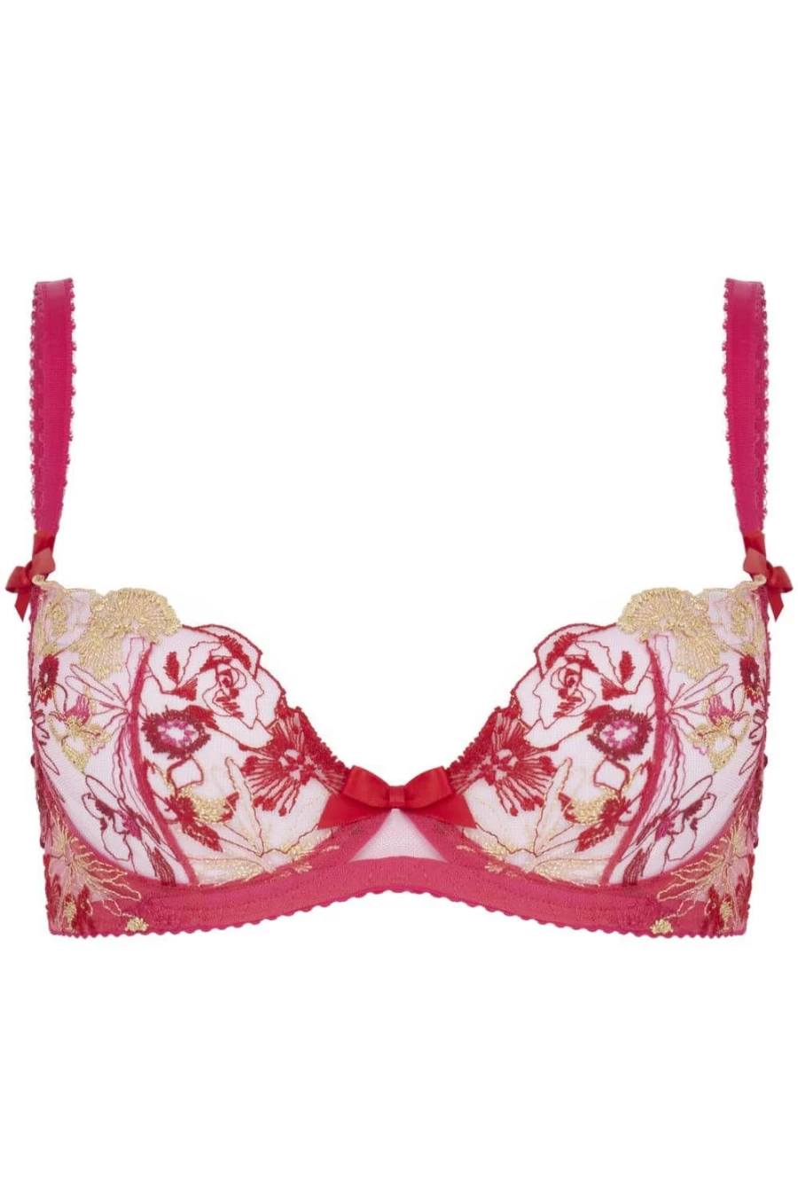 Agent Provocateur Zuri Plunge Underwired Bra in Fuchsia, Red & Gold - Sexy Lingerie for Women