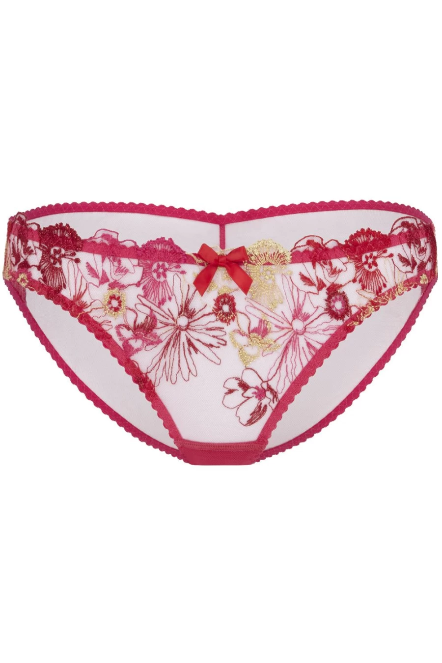 Agent Provocateur Zuri Brief Lingerie in Fuchsia, Red & Gold - Luxury Women's Underwear